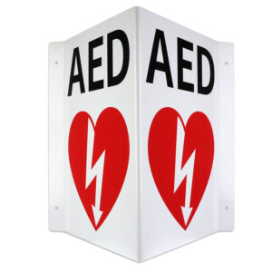 Three Way (3D) Tent-Shaped AED Wall Sign