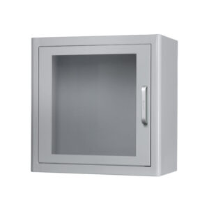 AED cabinet with alarm, metal, white